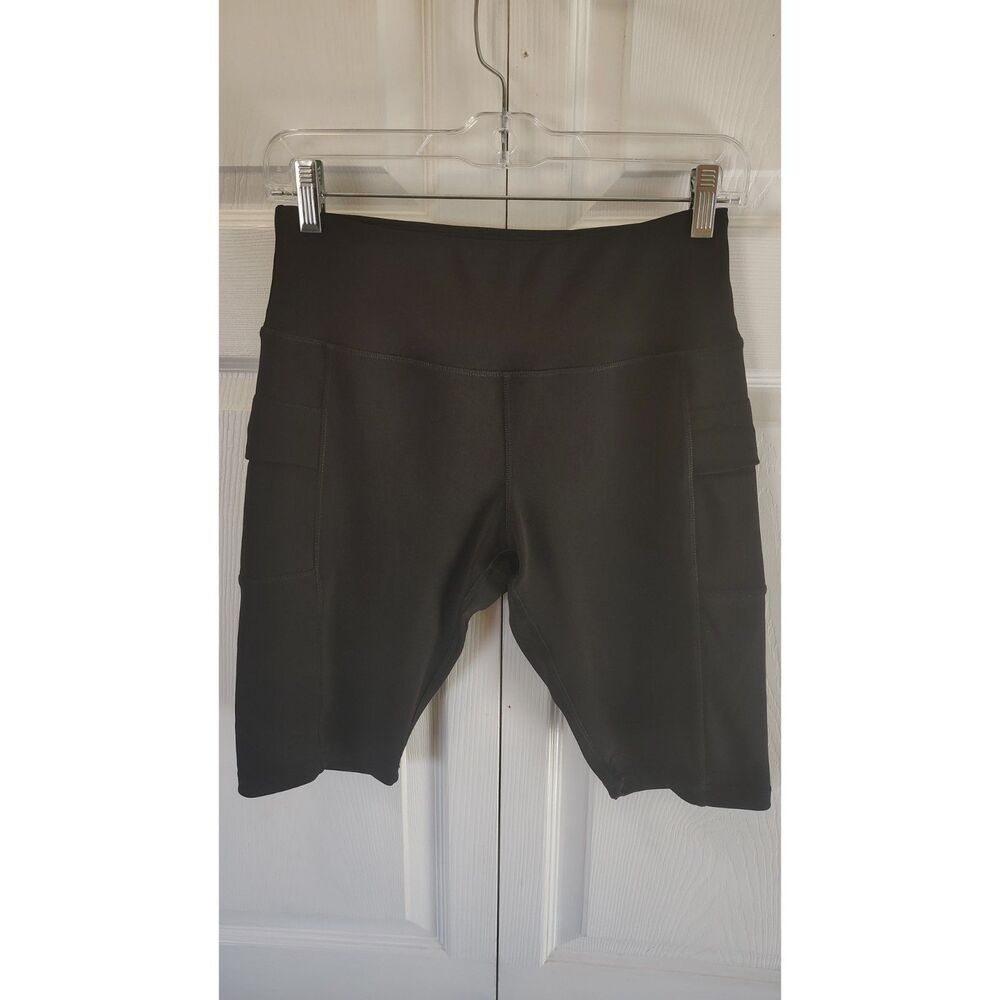 Ebb & Flow High-Waisted Black Biker Shorts with Side Pockets Medium